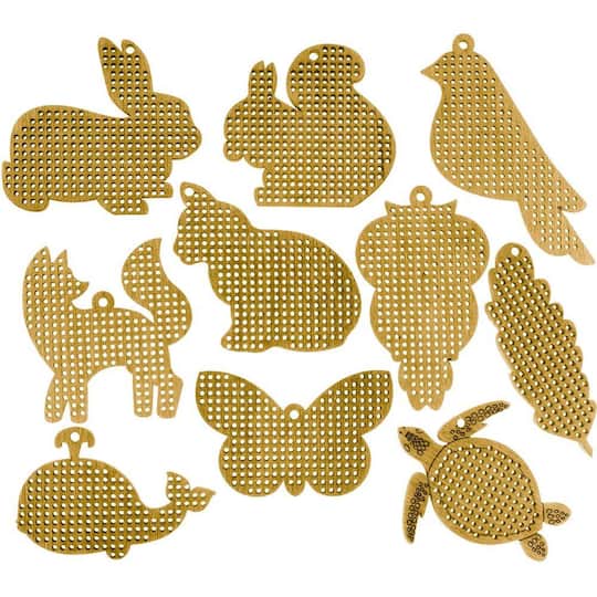Wonderland Crafts 20 Piece Woodland Creatures Wooden Embroidery Blanks